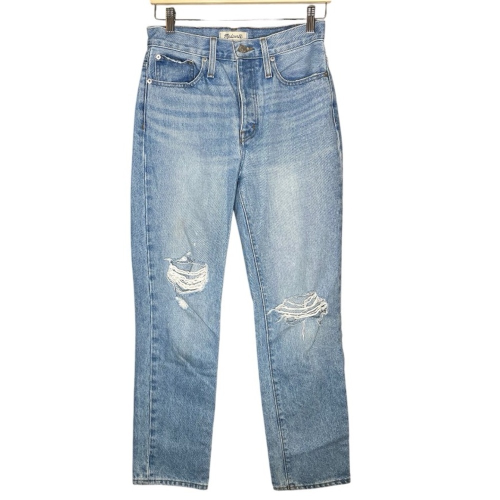 Madewell Full Length Classic Straight Jeans Distressed Size 25 Petite